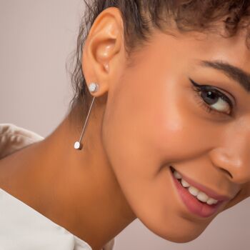 Boucles d'oreilles longues en forme de cercle en argent 3