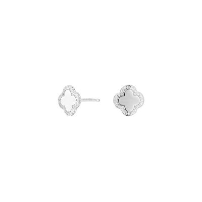 Boucles d'Oreilles Argent Fleur Cube