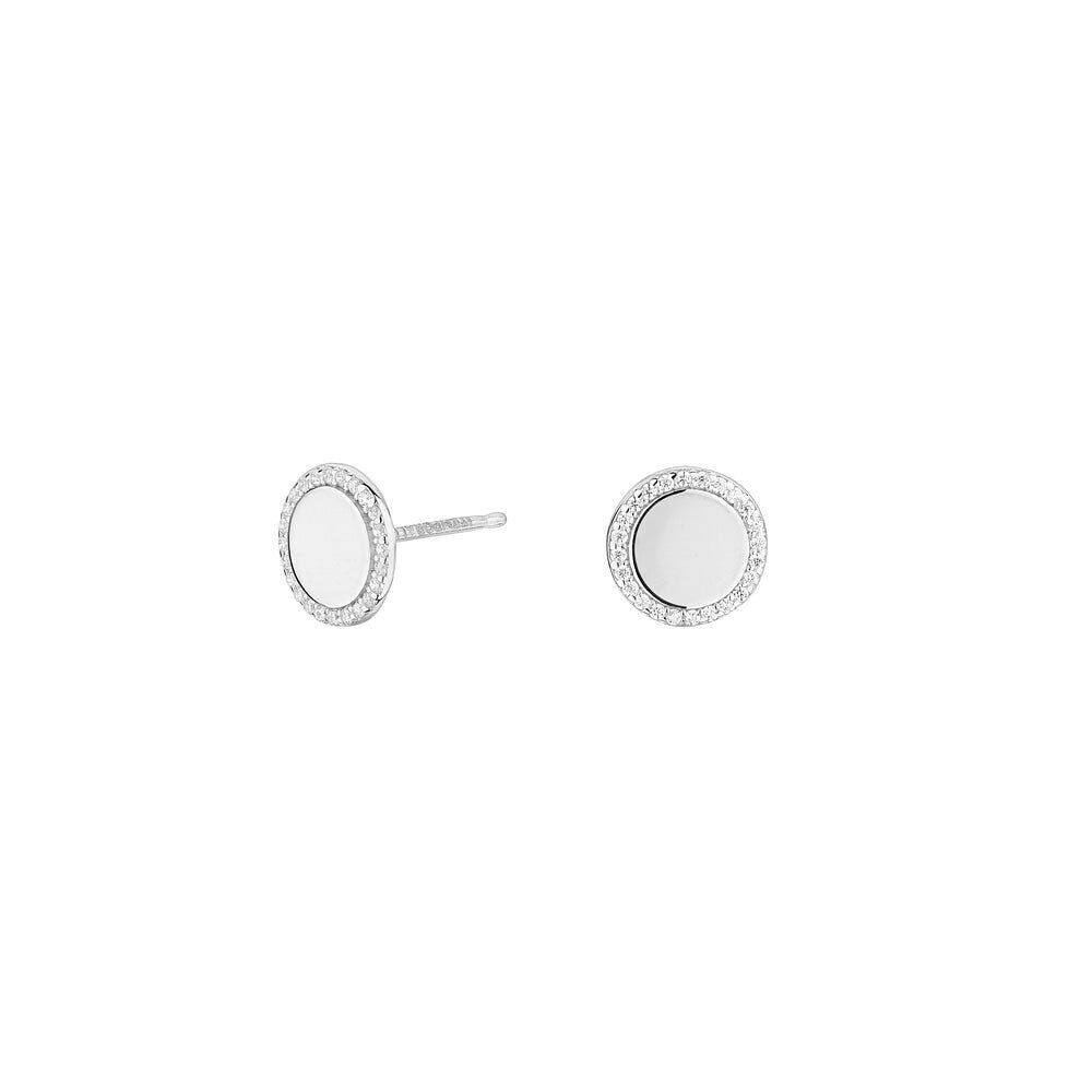 Orecchini a bottone in argento con cerchio cubo