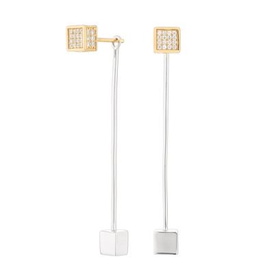 Cube bicolor long earrings