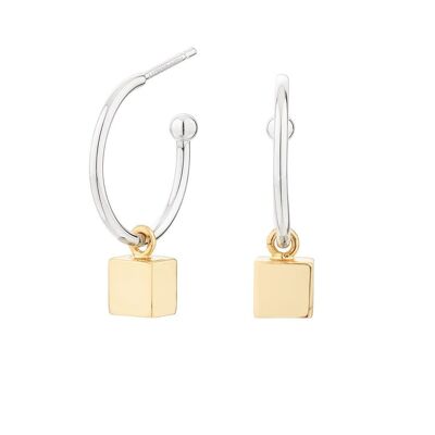 Gold Plated Cube Cube Earrings