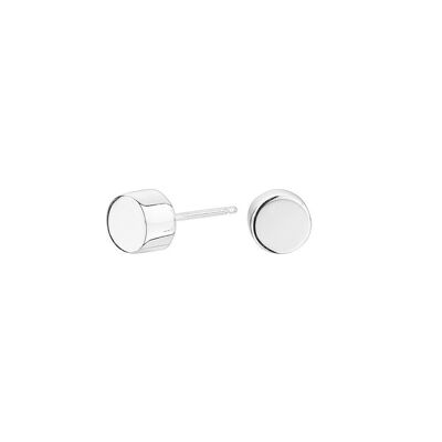 Cube Circle Silver Earrings