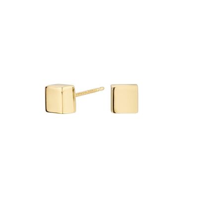 Boucles d'Oreilles Cube Carré Plaqué Or