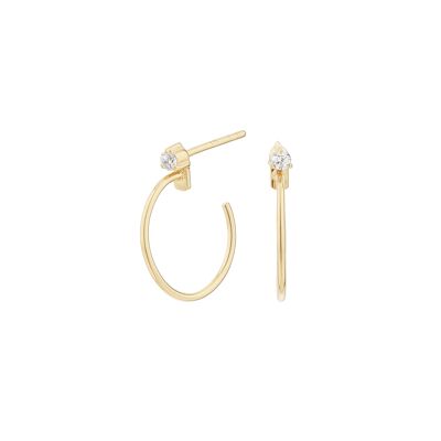 Golden hoop earrings with zirconia