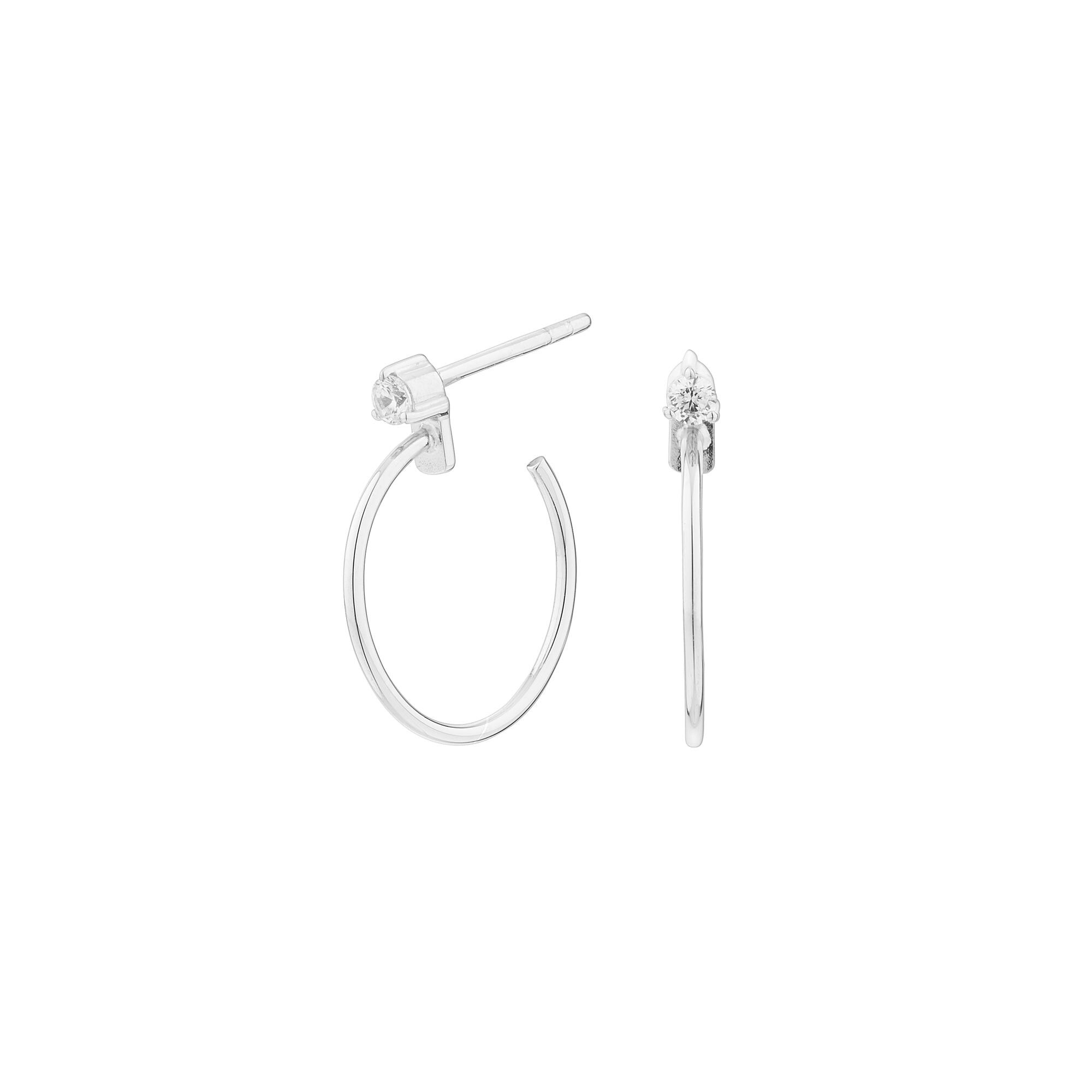 Orecchini a cerchio in argento con zirconi