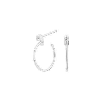 Silver hoop earrings with zirconia