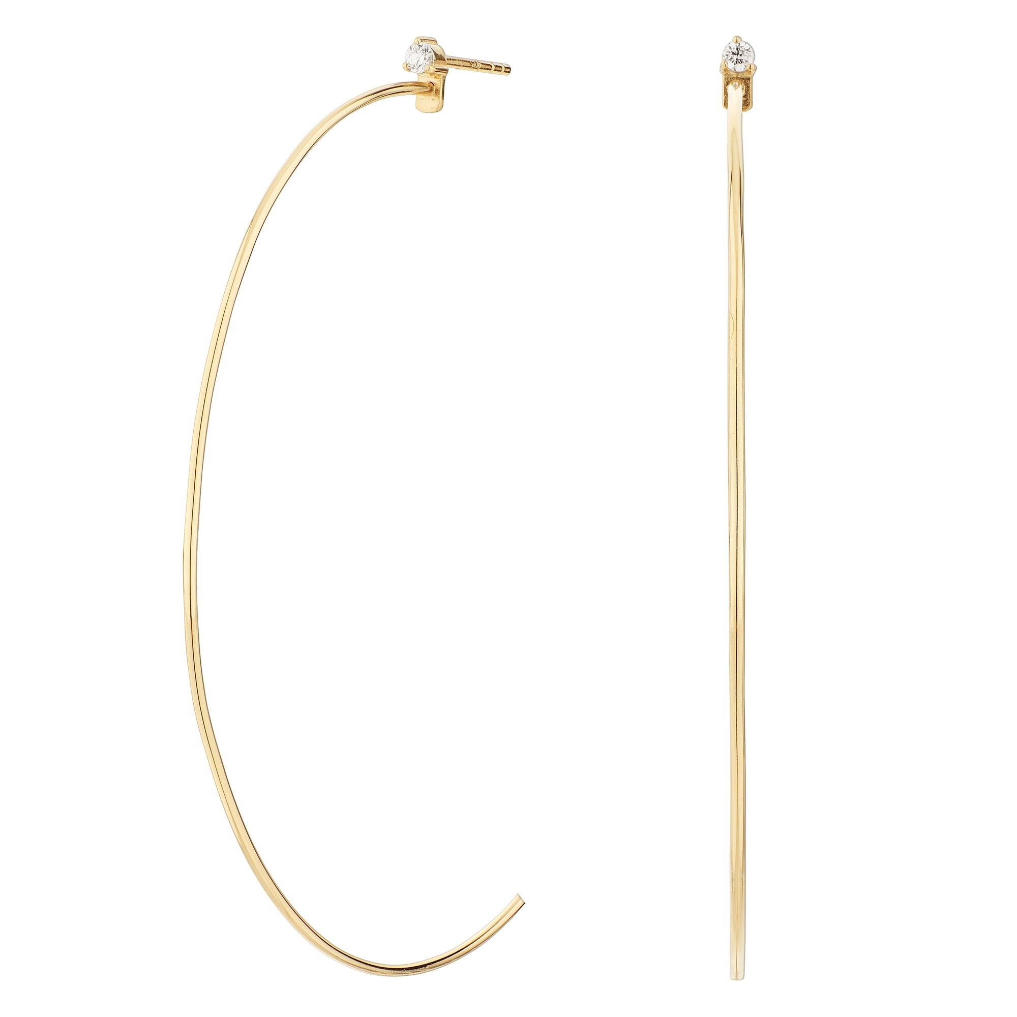 Orecchini dorati con zirconi a forma di castone