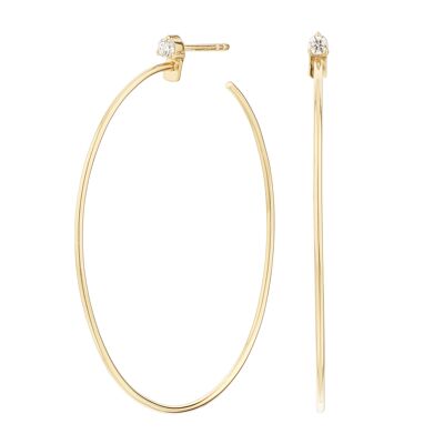 Golden hoop earrings with zirconia set