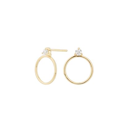 Gold front hoop earrings with zirconia