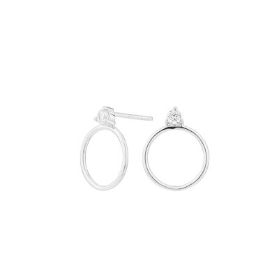 Silver front hoop earrings with zirconia