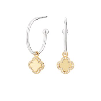 Boucles d'Oreilles Cube Hoop Fleur Bicolore 1