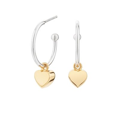 Cube Hoop Heart Gold Plated Earrings