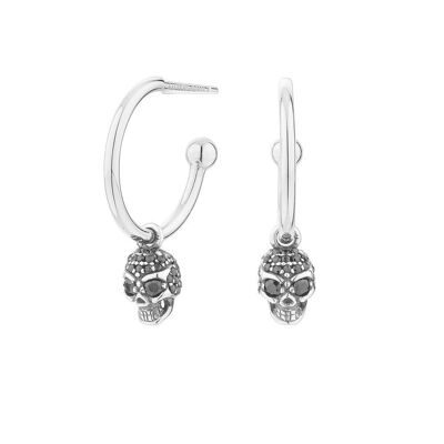 Pendientes Aro Calavera Negra