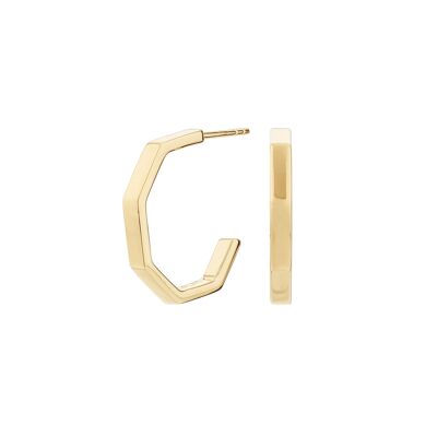 Gold Plated Hexa Hoop Earrings