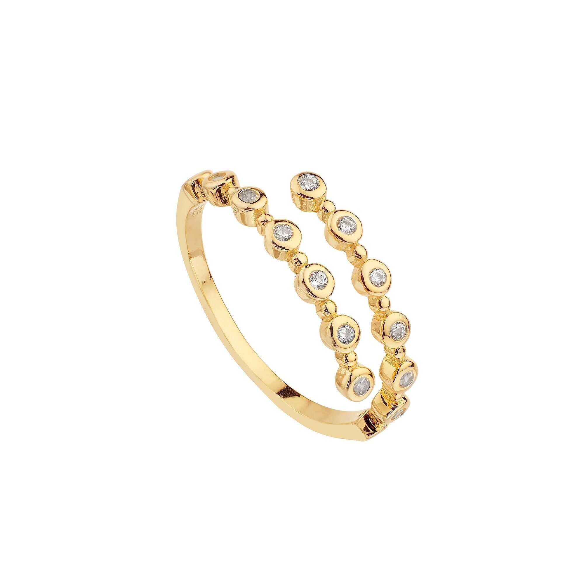 Anello a doppia corona placcato oro