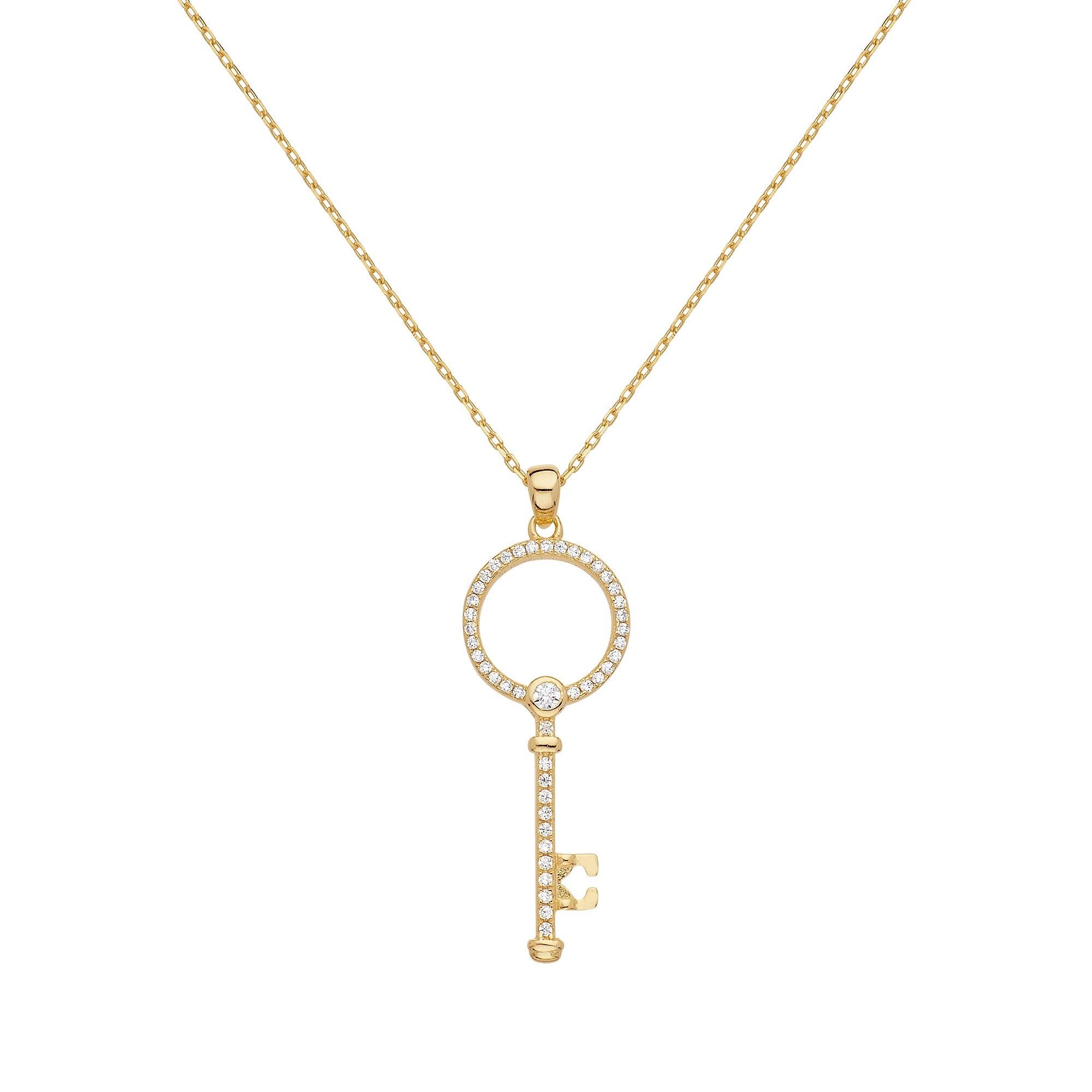 Collana con chiave placcata in oro