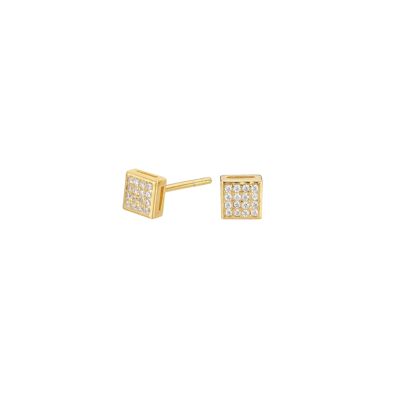 Gold Plated Square Button Earrings