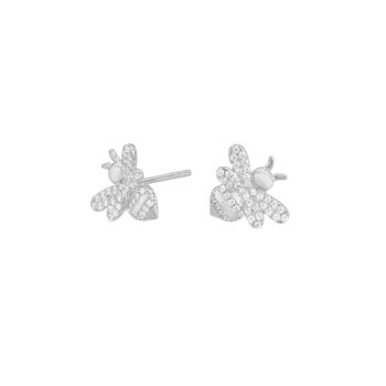 Boucles d'oreilles abeille en argent 1