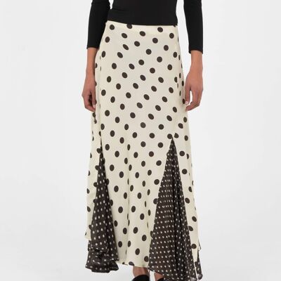 Asymmetrical long polka dot skirt