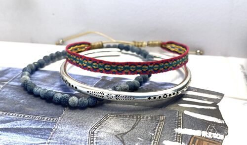 Set of bracelets Sodalite/silver/cord
