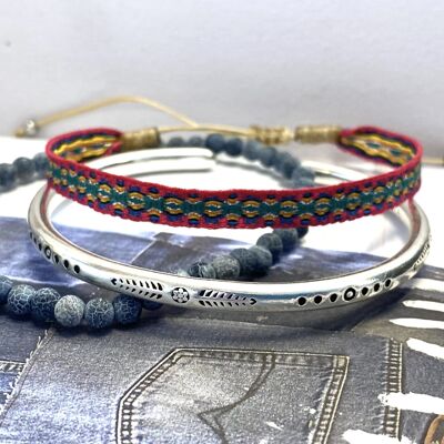 Set di bracciali Sodalite/argento/cordone