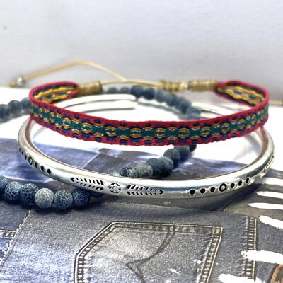 Set of bracelets Sodalite/silver/cord