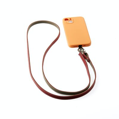 Bright Orange Schist Leather Phone Strap