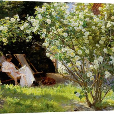 Peinture d'art moderne, impression sur toile : Peder Severin Krøyer, Assis dans la roseraie