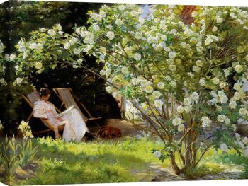 Peinture d'art moderne, impression sur toile : Peder Severin Krøyer, Assis dans la roseraie 1