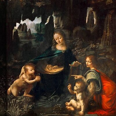 Leonardo da Vinci, La Virgen de las Rocas, impresión en lienzo con calidad de museo