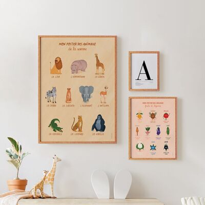 Póster de mapas de animales de Savannah
