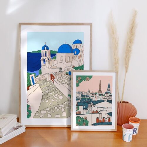 Affiche Santorini - 18 x 24 cm