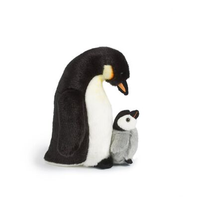 Pingüino con pollito - Peluche naturaleza viva