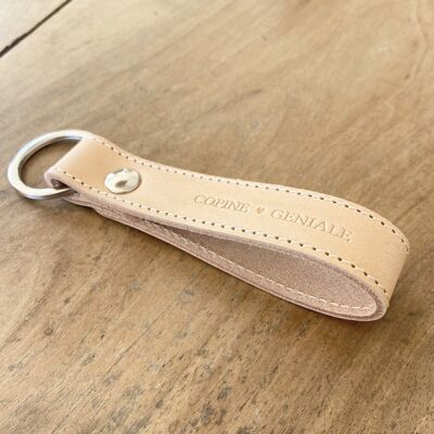 Natural leather key ring “Copine Géniale”