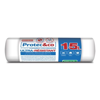 Trash bags with sliding links ULTRA RESISTANT ANTIBACTERIAL ANTI ODOR 15LX25 Protec & co