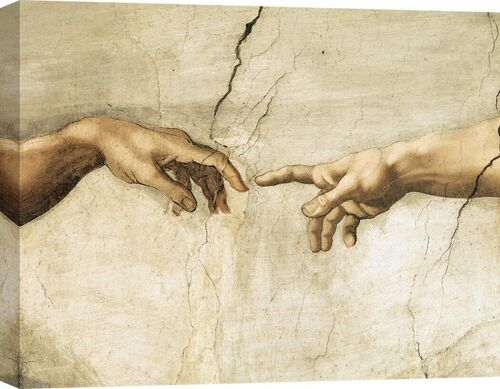 Quadro su tela di qualità museale Michelangelo Buonarroti, La creazione di Adamo (dettaglio)