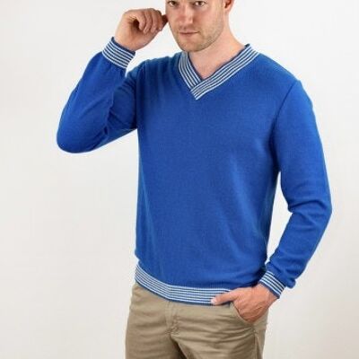 Men's V-neck sweater Ari, ZQ Merino, mulesing free merino, cashmere from New Zealand, Made in Germany, Summit by pos.sei.mo