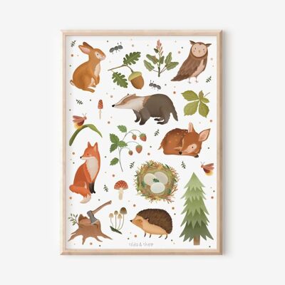 Poster Animaux de la forêt - chambre d'enfant