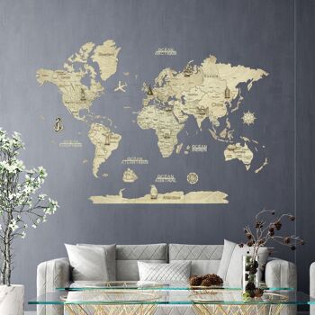 Carte du Monde en Bois CREATIFWOOD 2D - Décoration Murale, Creatifwood 22