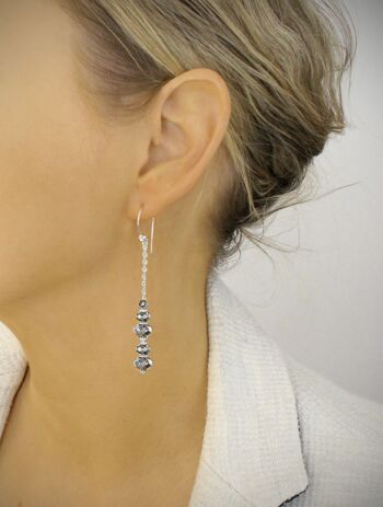 Boucles d'oreilles pendantes en argent avec cristaux Black Diamond 2