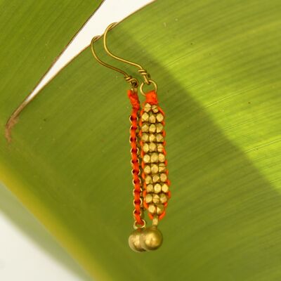 Pendientes Dokra "Orange Strands"