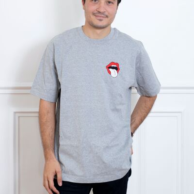 TEE-SHIRT GRIS LANGUE