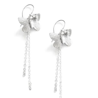 Orecchini farfalla in argento con cristalli