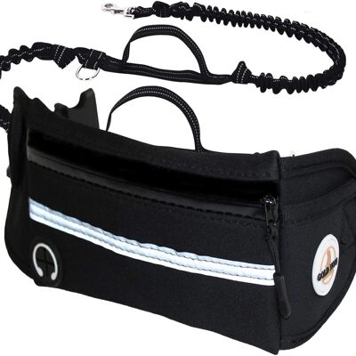 Laisse Main Libre Chien - Laisse Mains Libres pour Chien - Laisse Course à Pied Jogging et Marche - Ceinture Canicross - Laisse pour Chien avec Sac