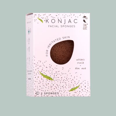 Spugne viso naturali Konjac - Per pelli irritate - Certificate Vegan - Confezione da 6 scatole (2 spugne in 1 scatola)