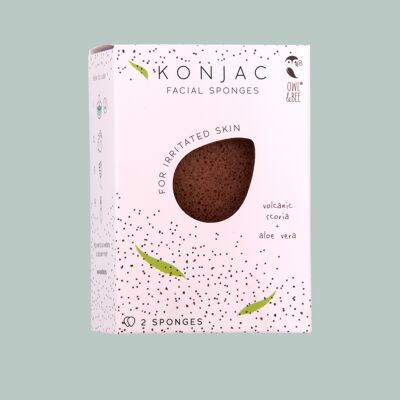 Esponjas faciales naturales Konjac - Para pieles irritadas - Certificada vegana - Pack de 6 cajas (2 esponjas en 1 caja)