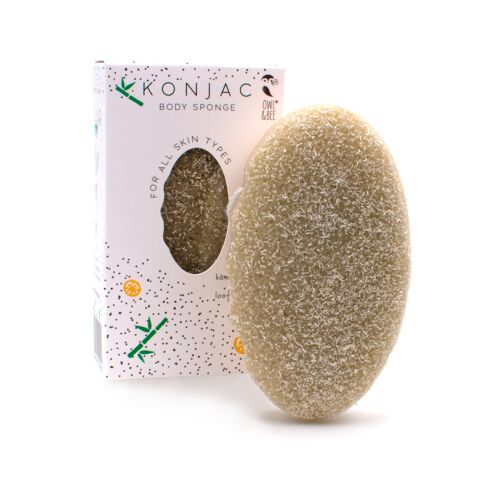 Natural Konjac body sponge with bamboo extract and loofah - For all skin types - Vegan certified - Pack of 12