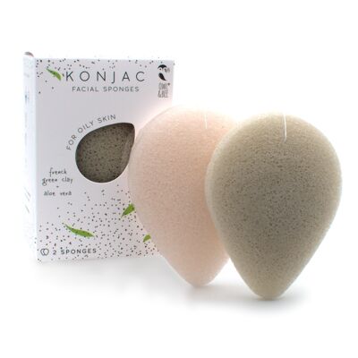 Natural Konjac facial sponges - For oily skin - Vegan certified - Pack of 6