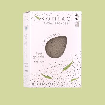 Éponges naturelles Konjac pour le visage - Pour peaux grasses - Certifiées Vegan - Pack de 6 boîtes (2 éponges dans 1 boîte)) 1