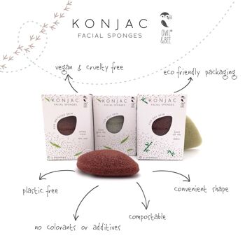 Éponges naturelles Konjac pour le visage - Pour peaux grasses - Certifiées Vegan - Pack de 6 boîtes (2 éponges dans 1 boîte)) 4